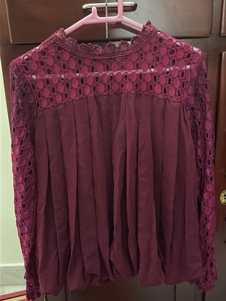 Elegant Maroon Lace Top