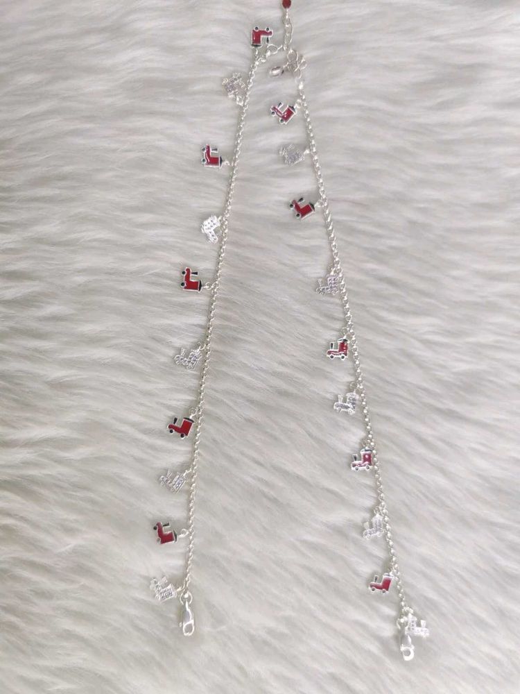 Pure Silver Anklet with Charms