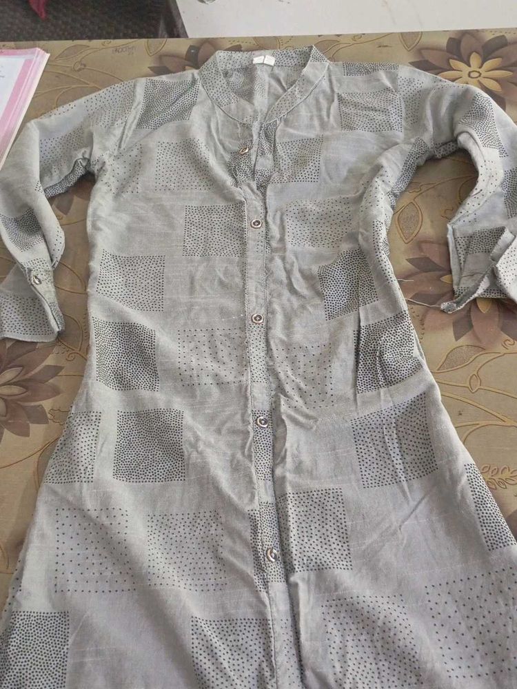 Elegant Grey Printed Kurta