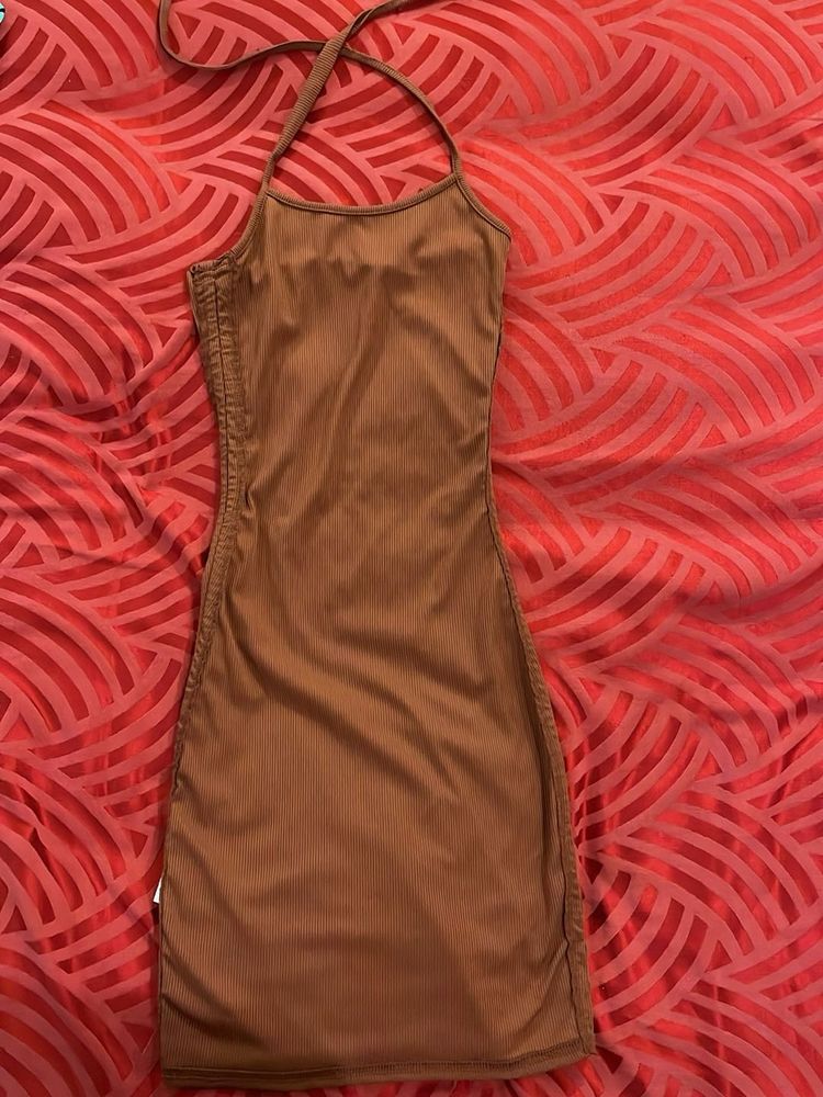Brown Bodycon Mini Dress