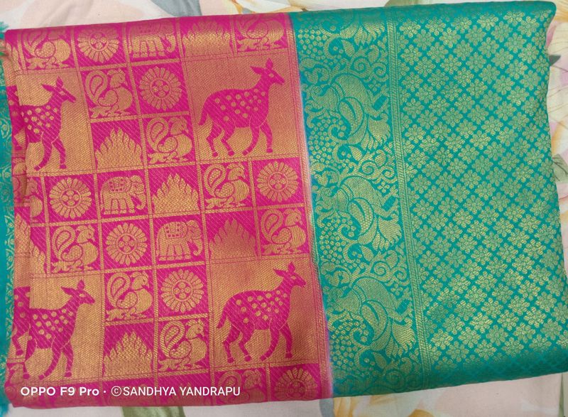 new pattu type saree with unstitched blouse
