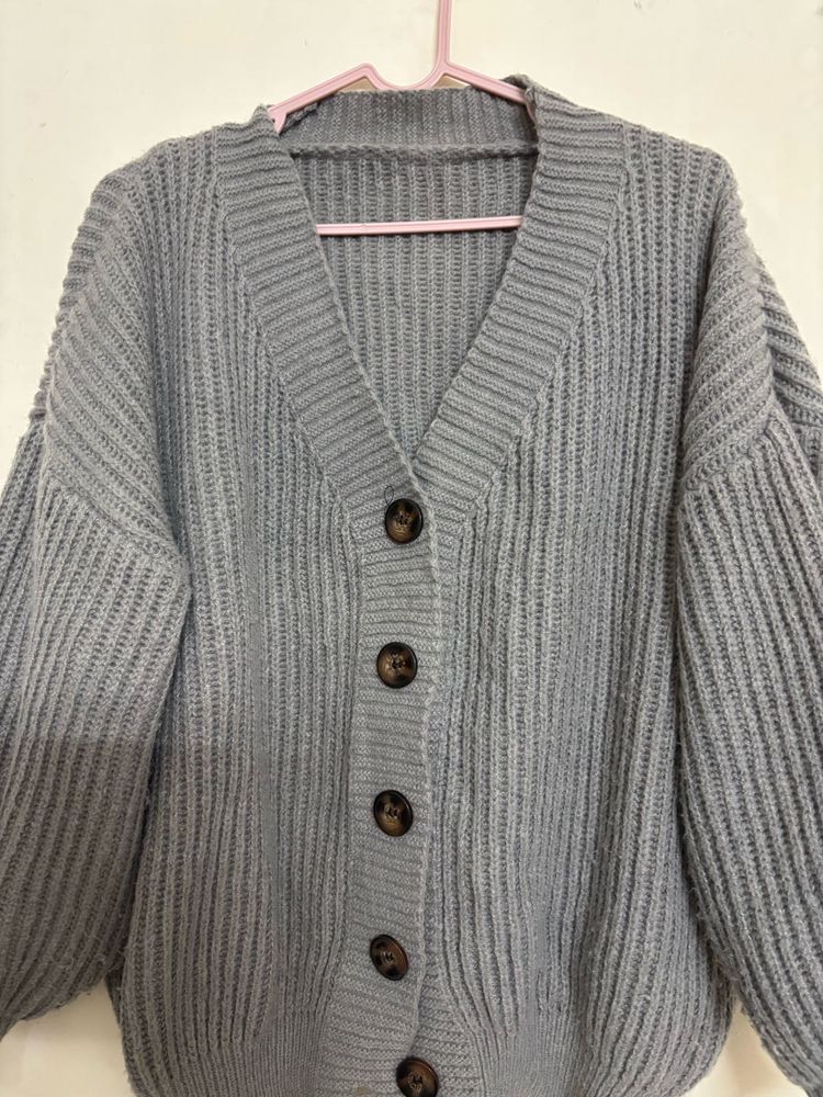 Cozy Gray Knit Cardigan
