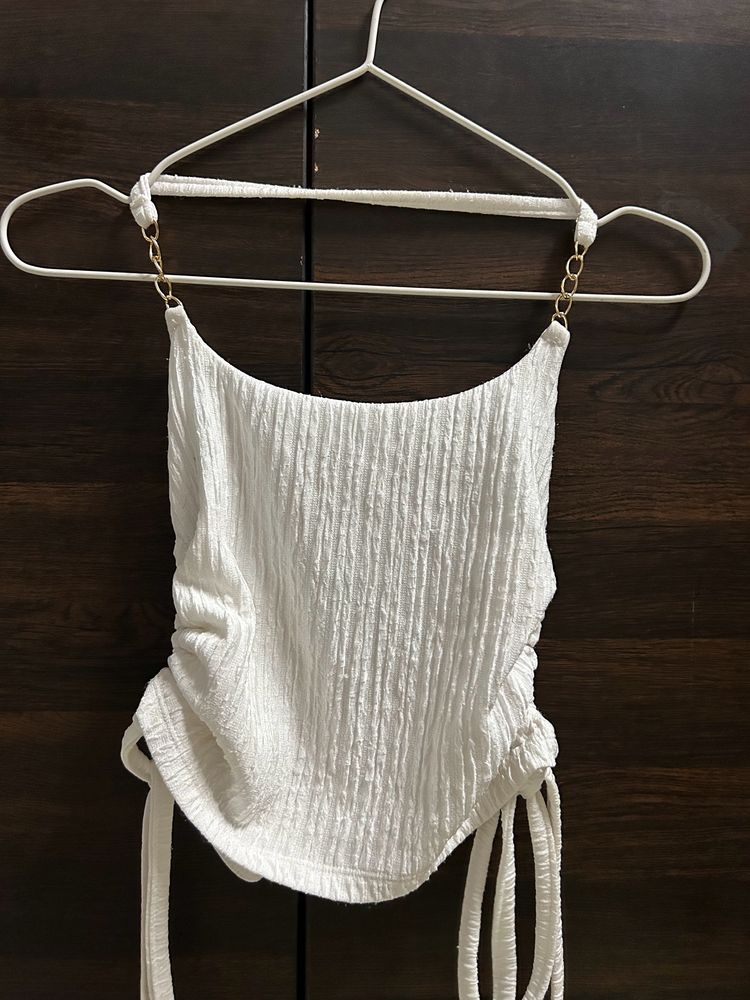 White Backless / Halter Neck Bralette Top