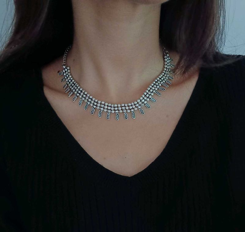 Vintage Silver Tone Statement Necklace