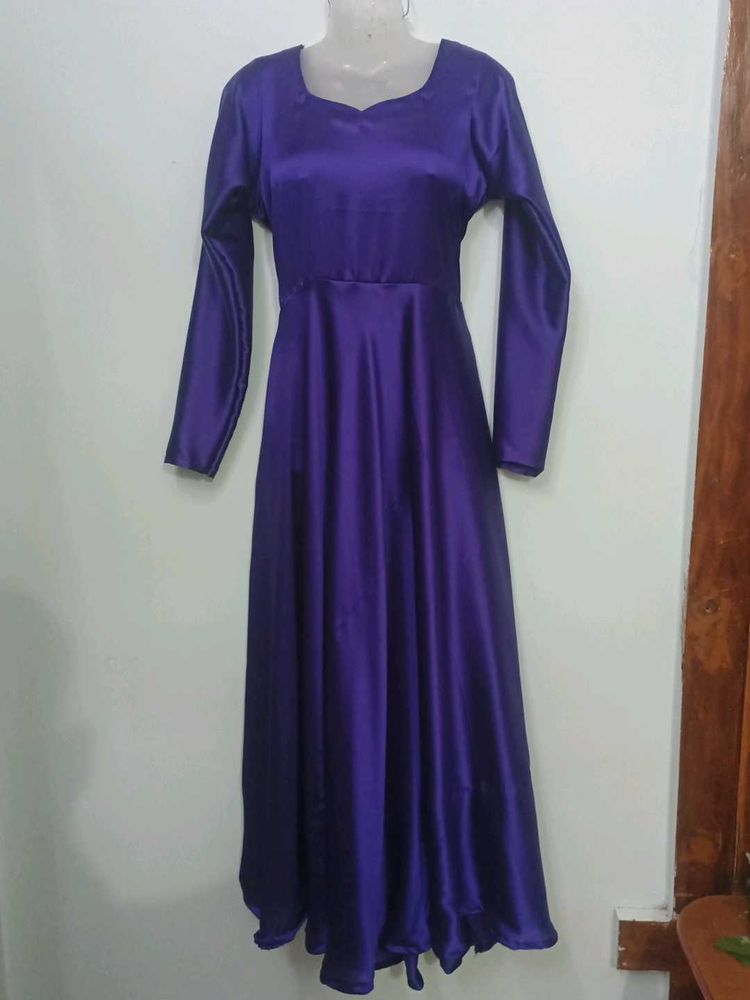 Pruple Satin Gown With Pant