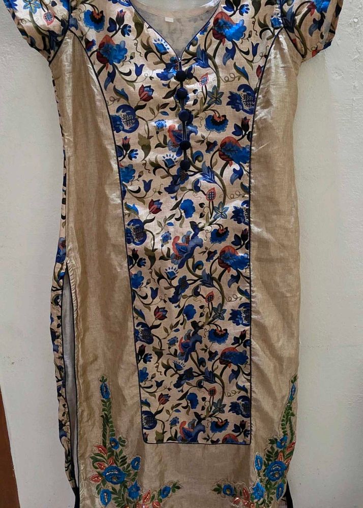Navy Blue Silk Kurta Large