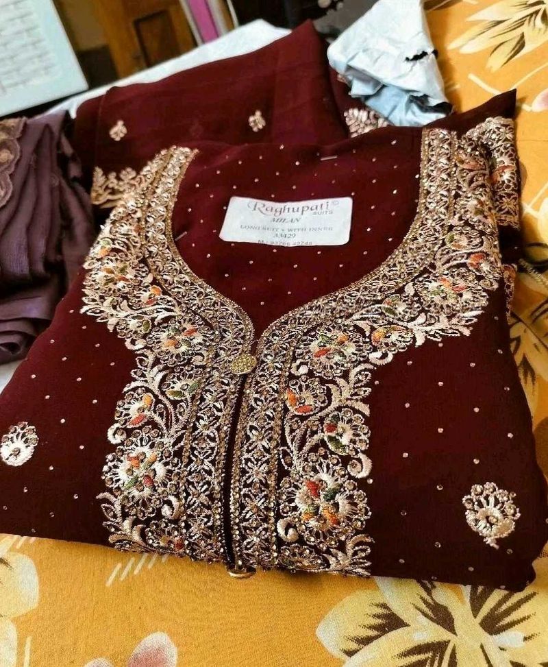 Elegant Maroon Embroidered Kurta Set