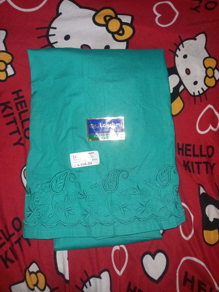 Teal Lakshmi Embroidered Fabric