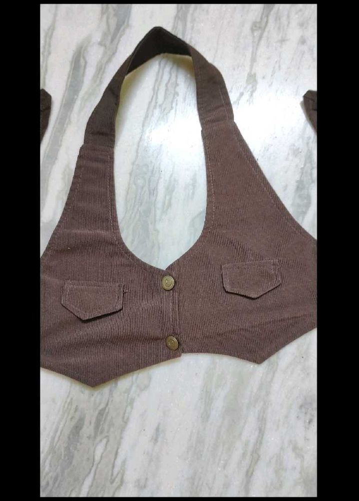 Brown Halter Top Vest