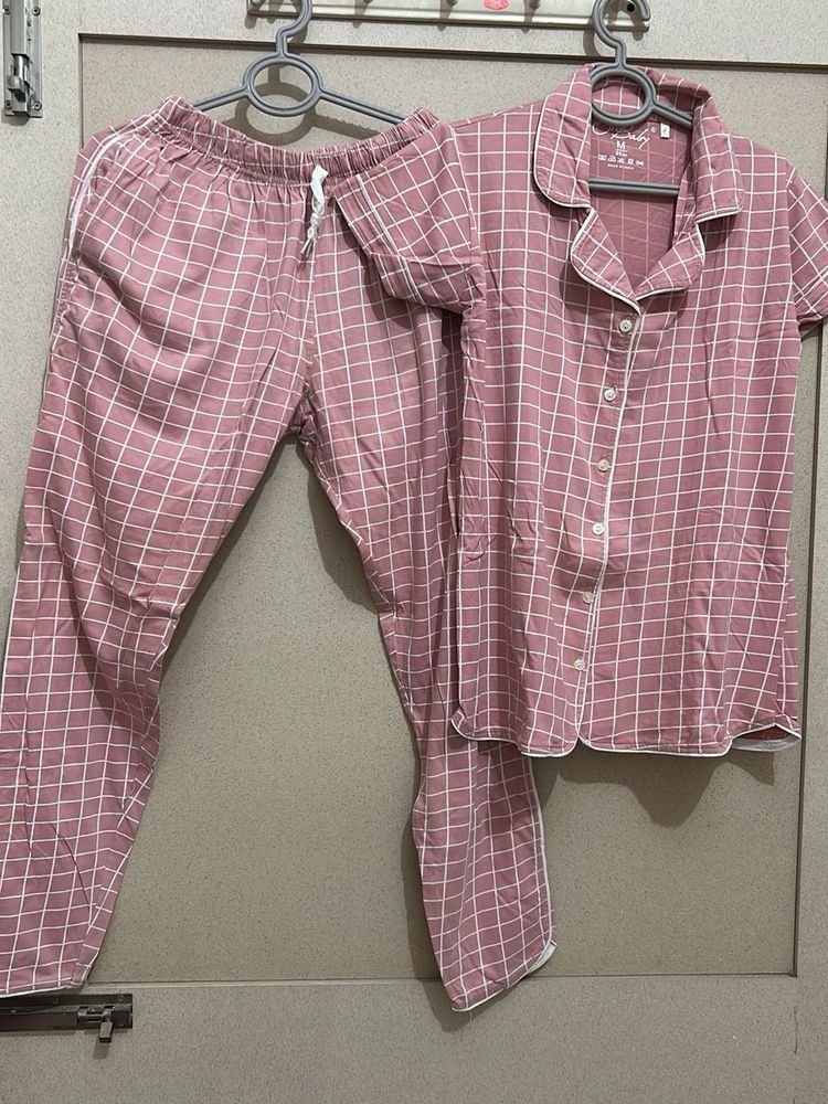 Pink Checkered Pajama Set