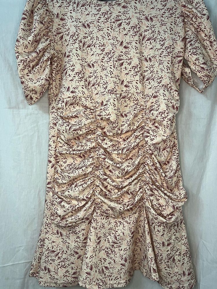 Floral Print Ruched Dress