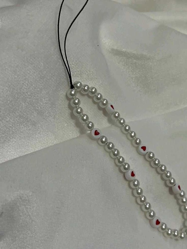💗Handmade Pearls and Hearts Phone Charm