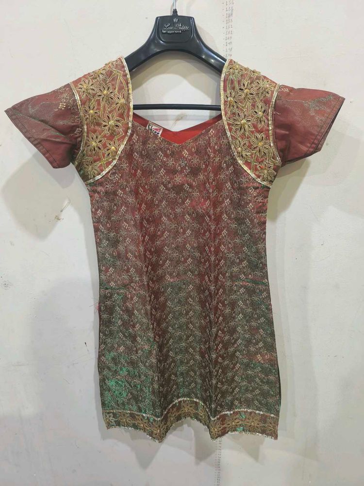 Orange to green colourshift suit patiala set