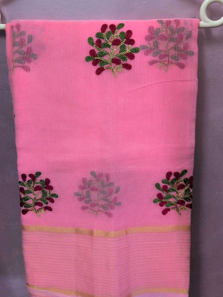 Pink Embroidered Saree