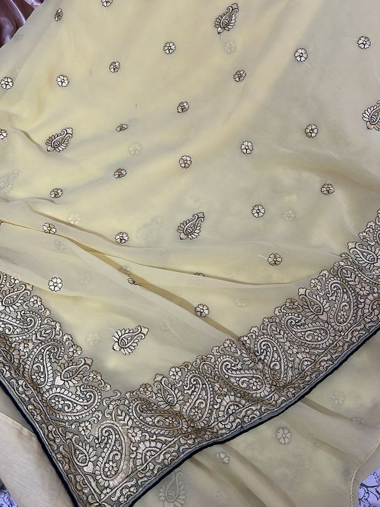 Yellow Sequin Saree