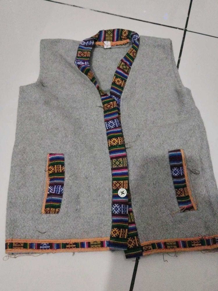 Ethnic Grey Vest