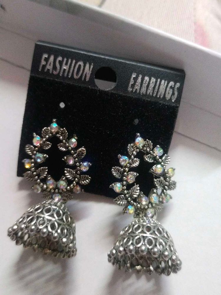 Silver Oxidized Jhumka