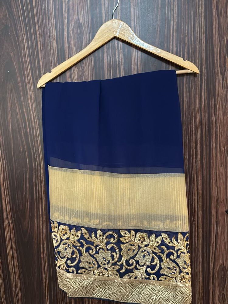 Dark Blue Georgette Saree