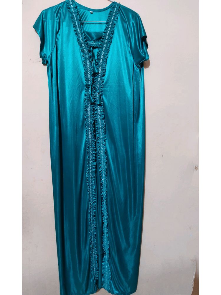 Two Piece Night Dress, Colour : Sea Green