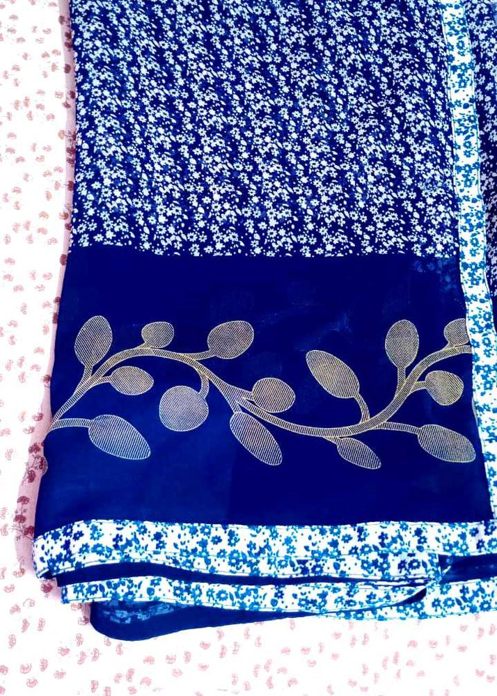 Elegant Blue Floral Saree