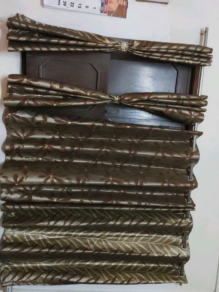 Elegant Brown Floral Roman Shade Window Curtain
