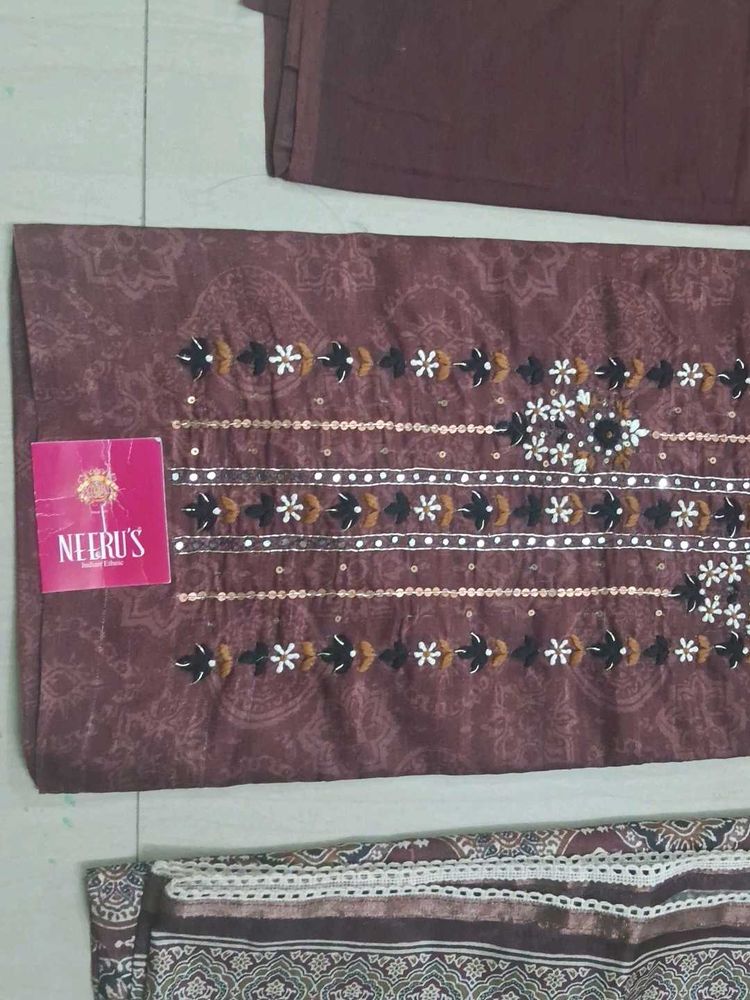 Neeru's Brown Embellished Salwar Suit