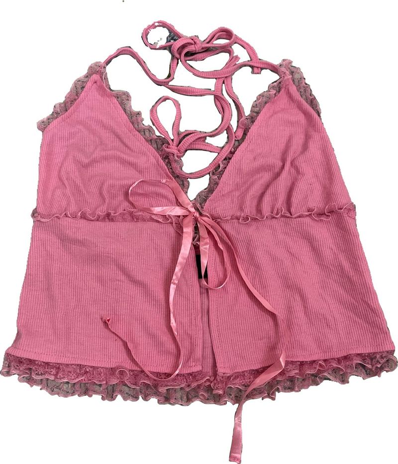 pink lace trimmed top