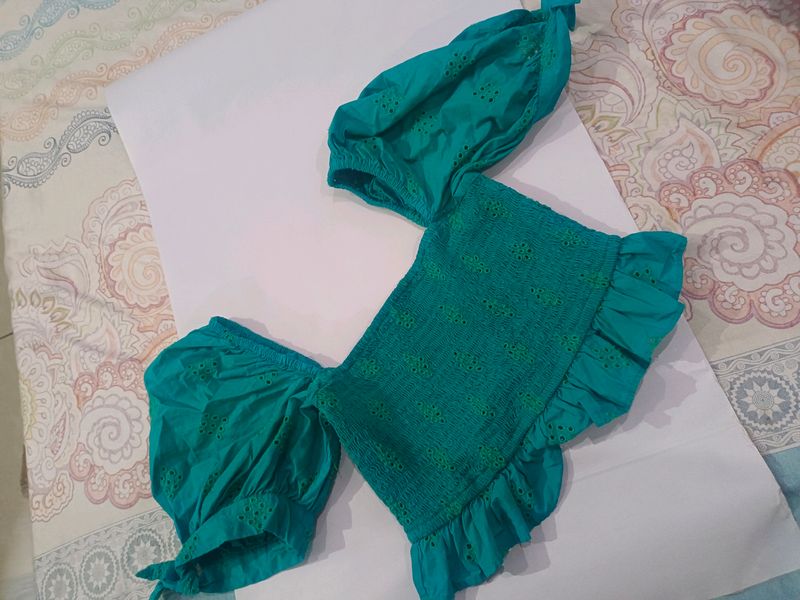 Sea Green Tropical Top