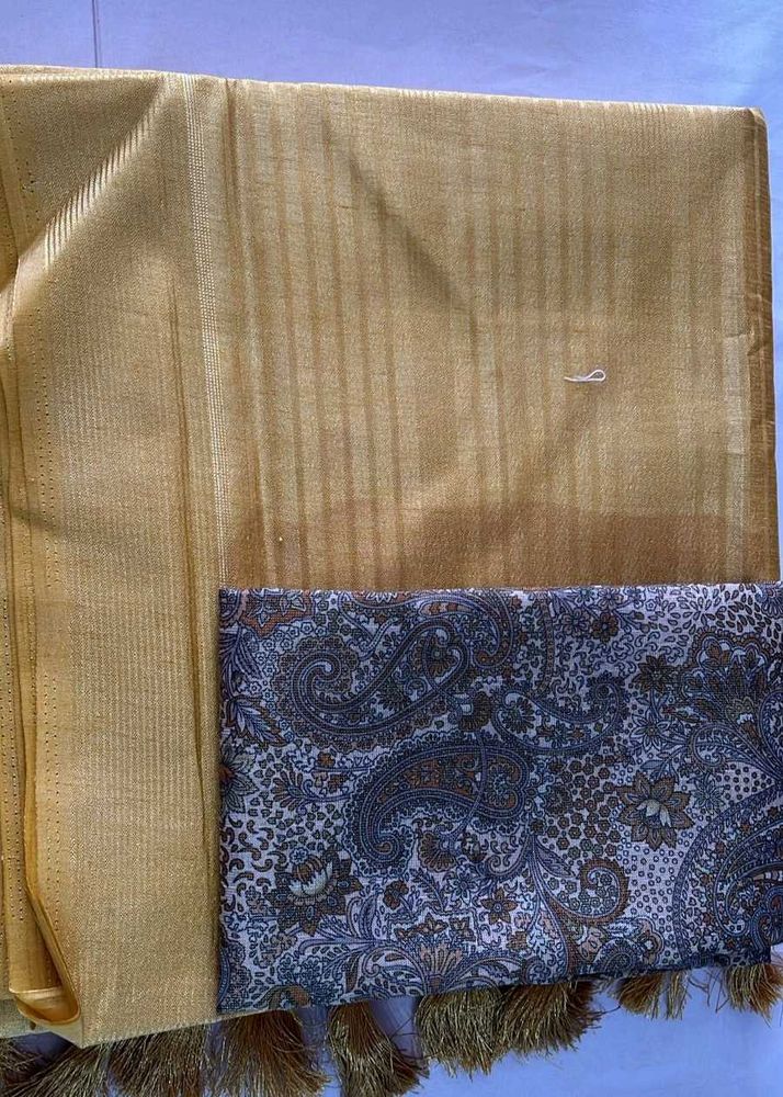 Vintage Gold Fabric with Paisley Print