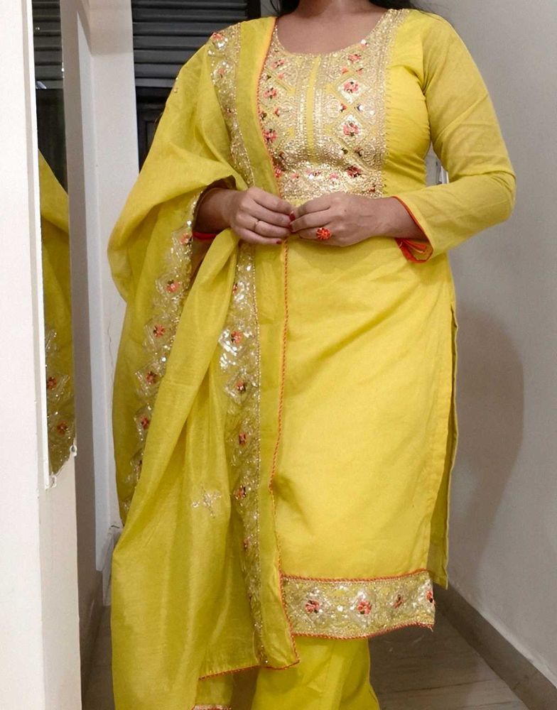 Yellow Embroidered Kurta Set
