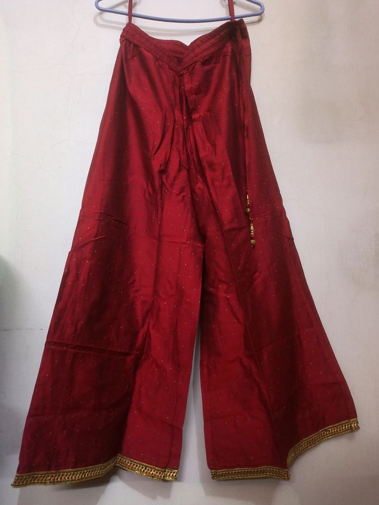 Srishti Maroon Festive Silk Palazzo Pant