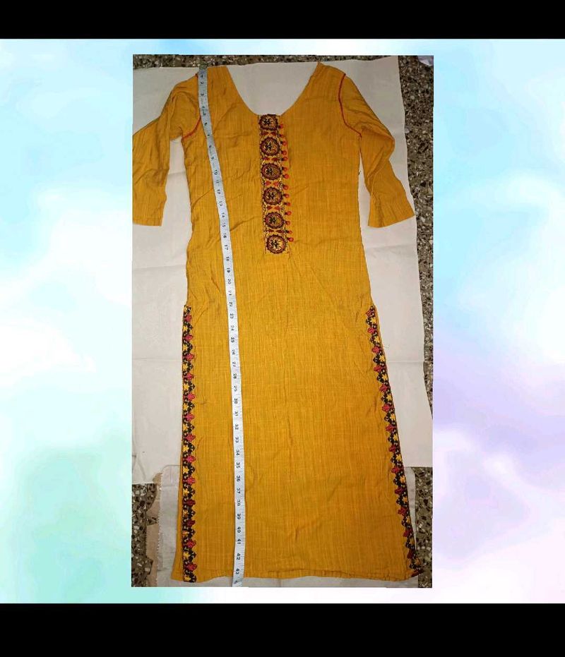 Yellow Embroidered Kurta