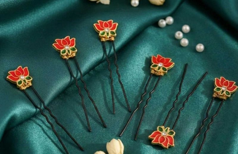 Lotus Flower Hair U Pins (Set of 6)
