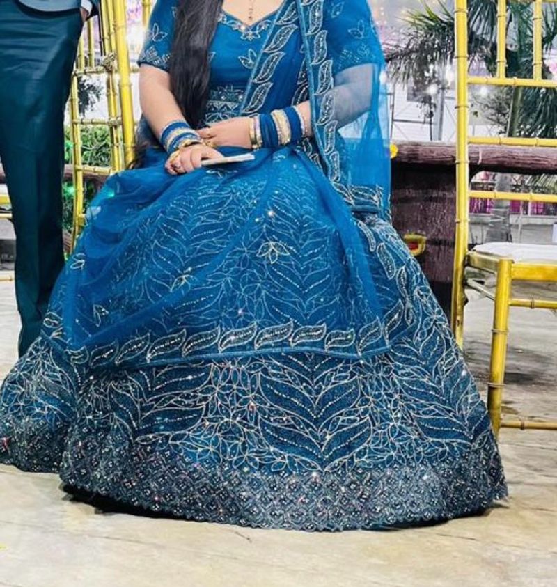 Blue Embroidered Lehenga Choli