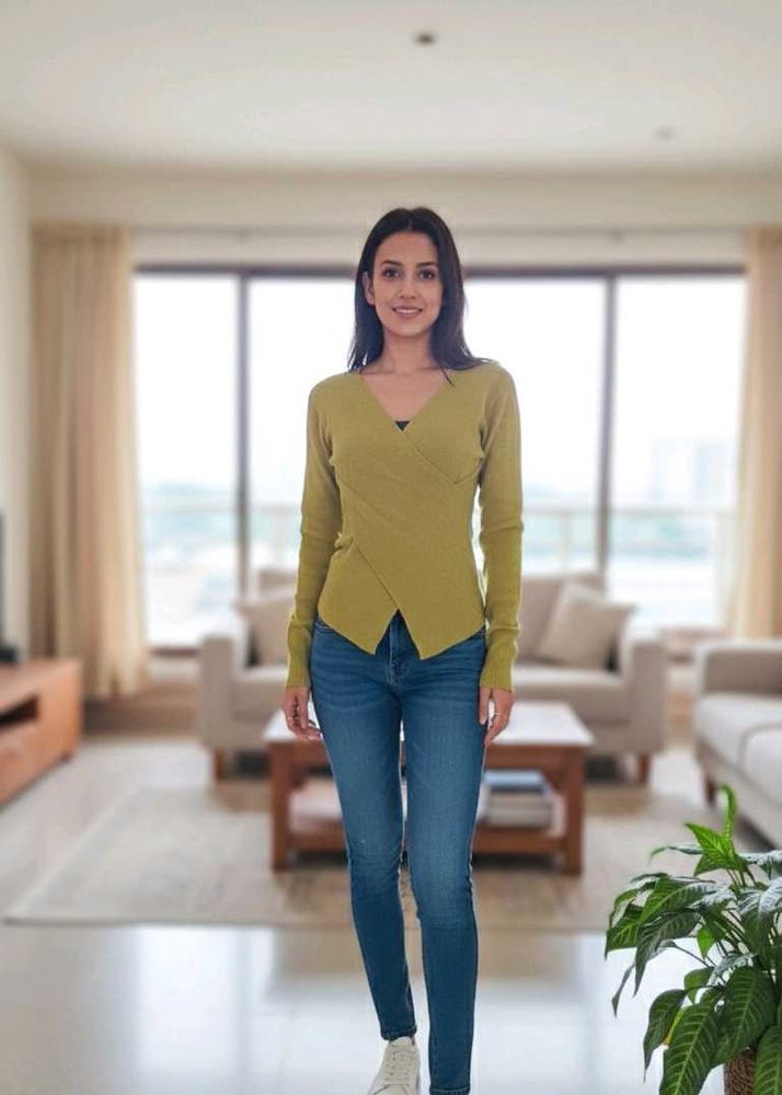 Stylish Olive Wrap Top