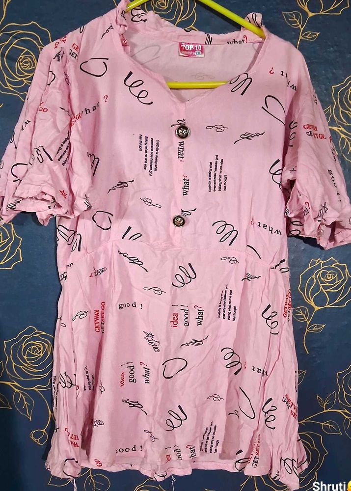 Pink Graphic Print Top