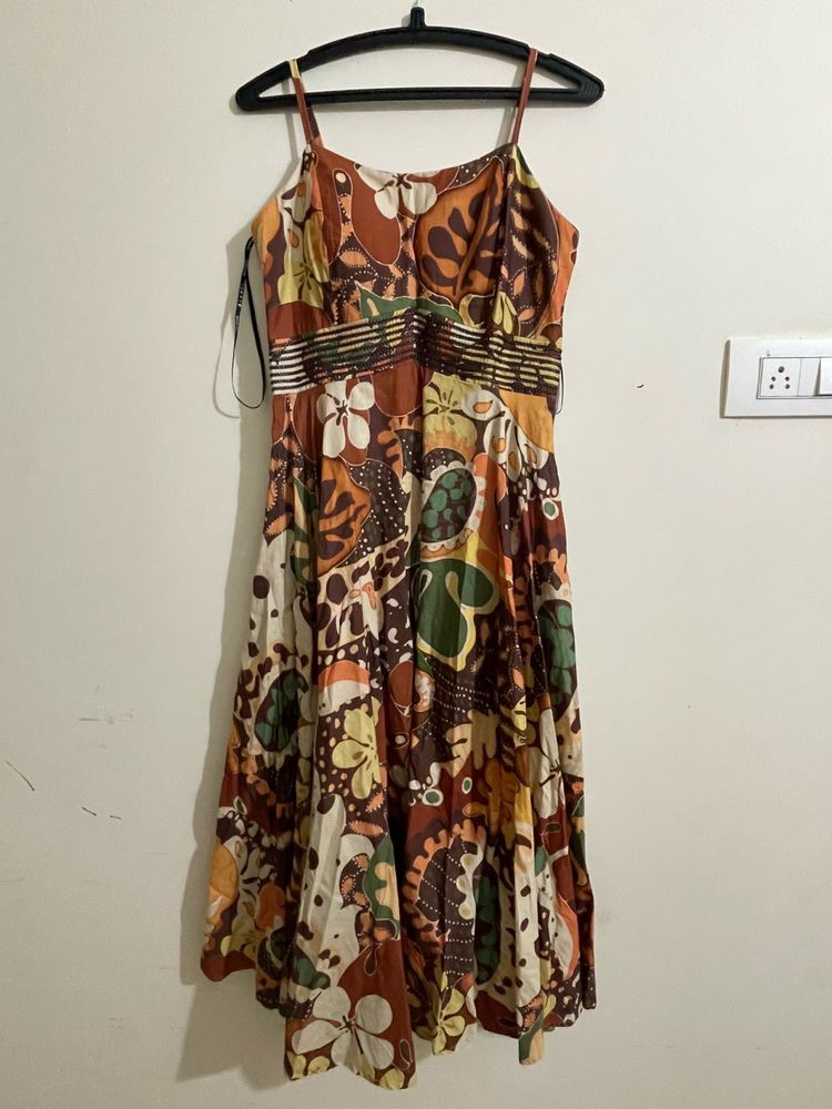 Boho Floral Print Midi Dress