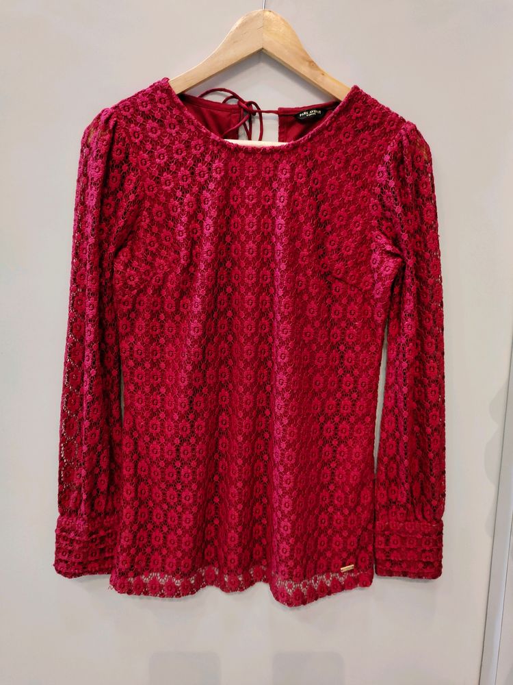 Park Avenue Dark Red Lace Top