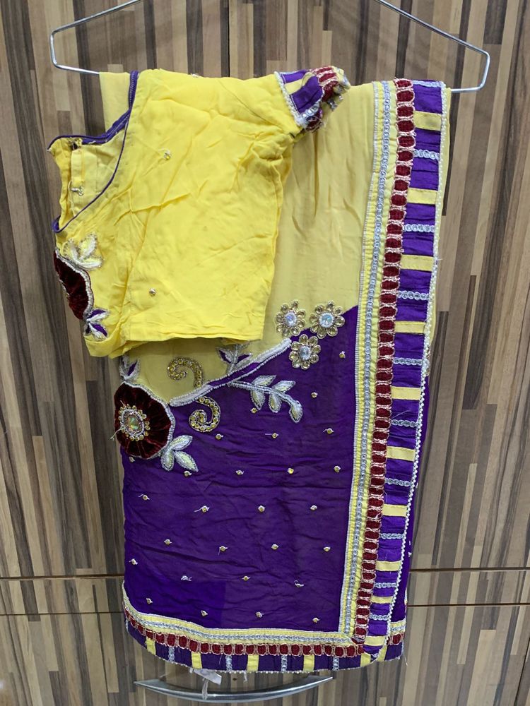 Yellow &amp; Purple Saree