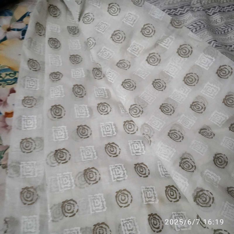 White Coitton Saree