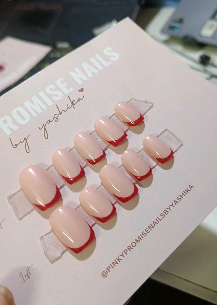 Press-On Nails - Red French Tips