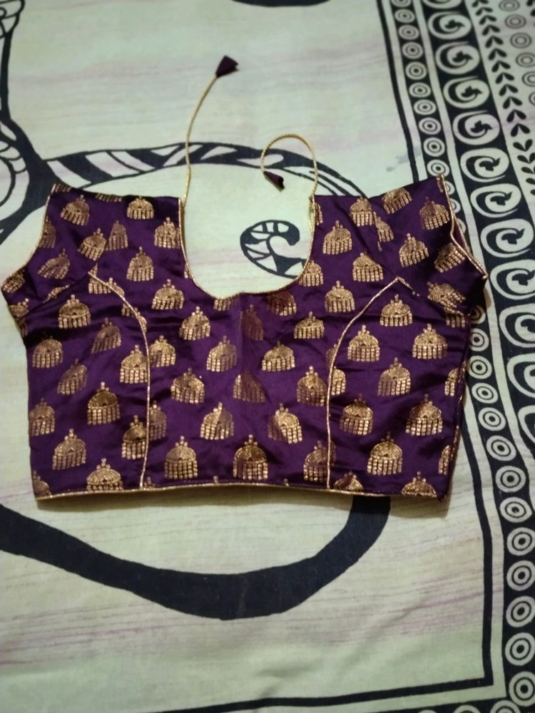 Purple &amp; Gold Patterned Blouse