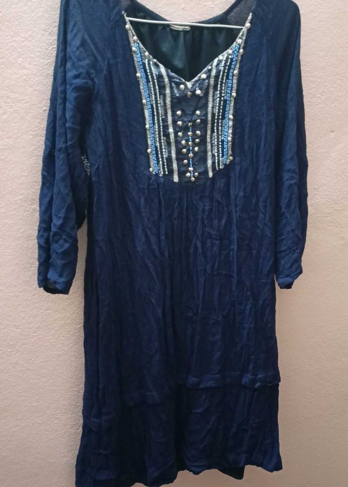 Blue A-line Dress.