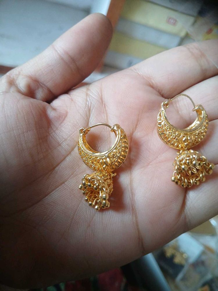 Golden Jhumka Earrings