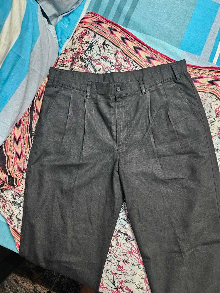 Classic Grey Pleated Pants