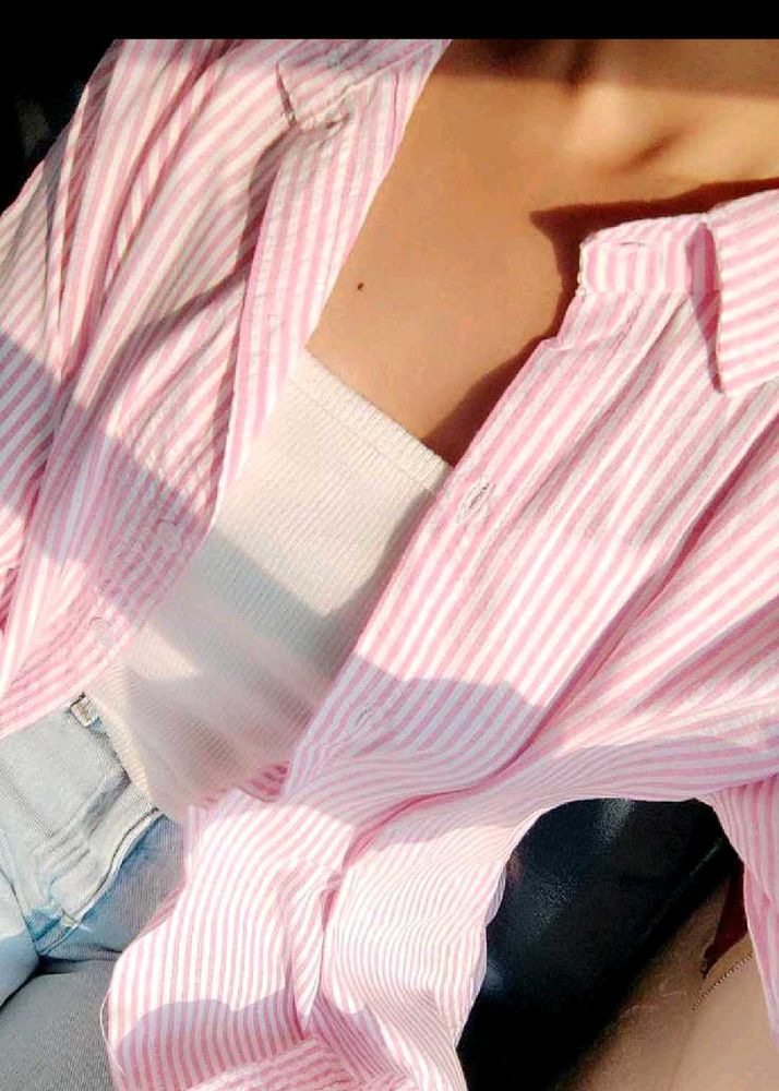Pink Striped Oversized Shirt