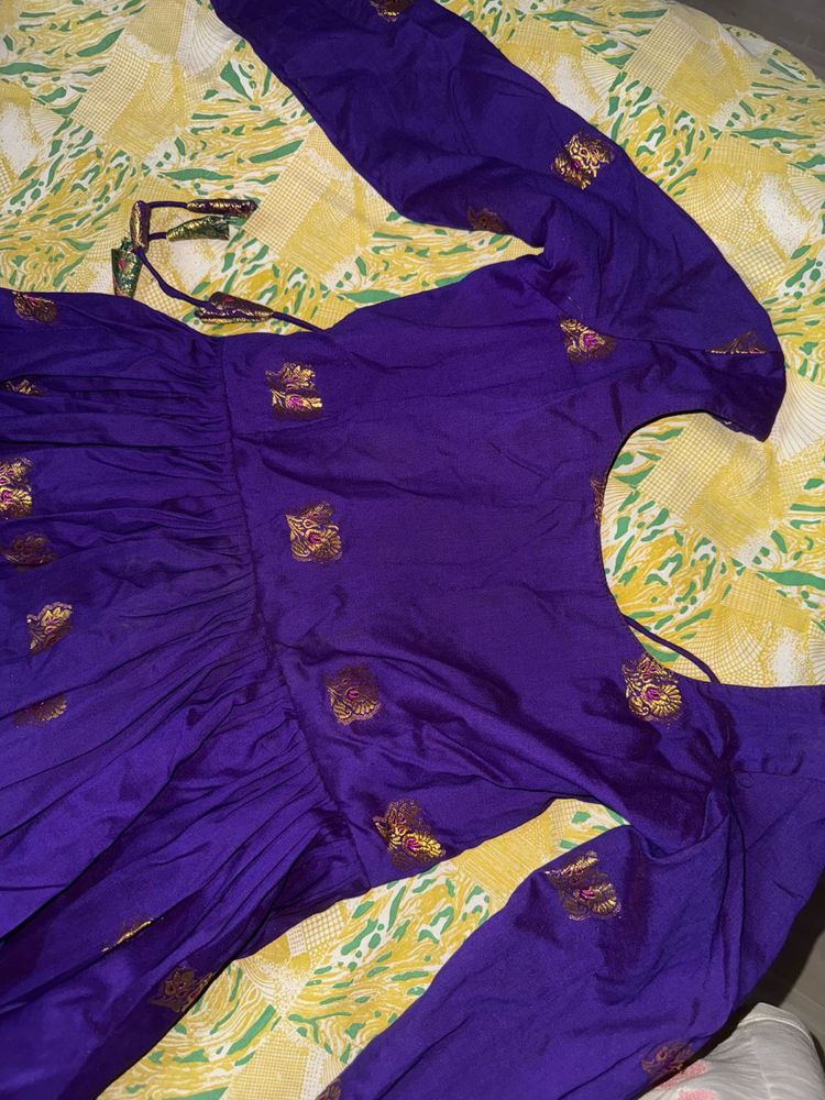 purple long anarkali dress