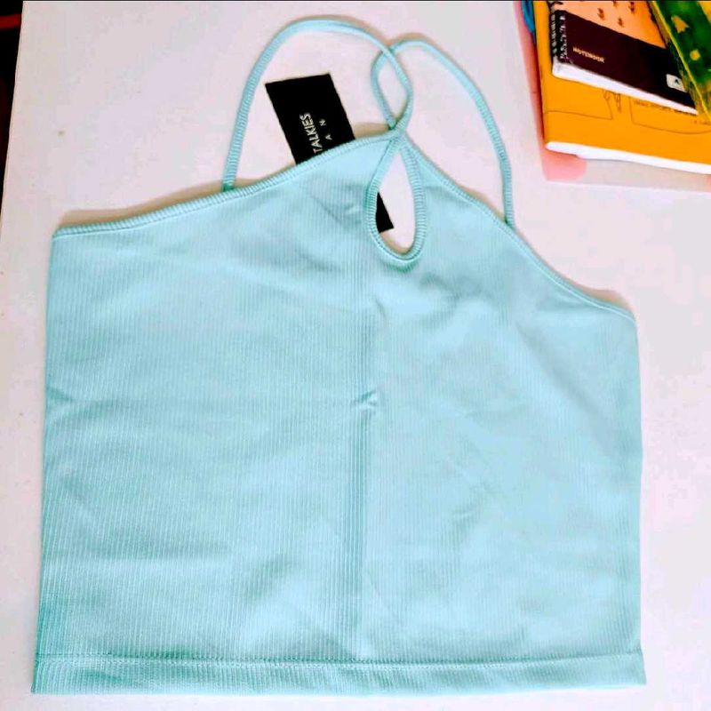 Light Blue Ribbed Tank Top