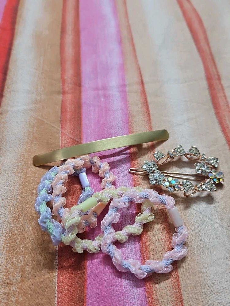 hair tie and clips new an