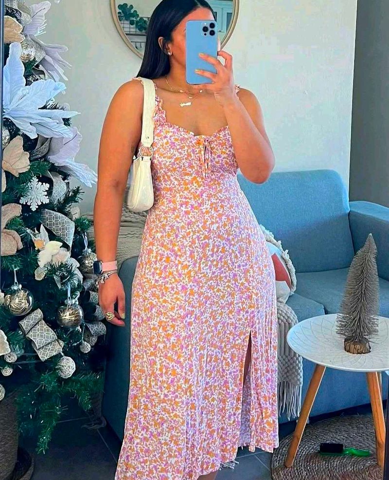 Cute Floral Side Slit Dress🩷